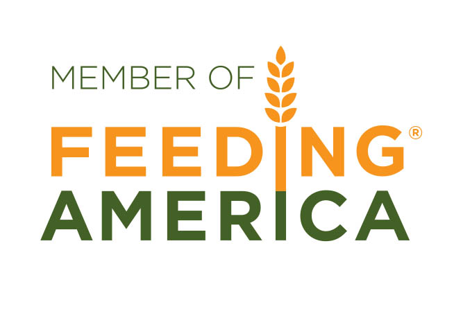 The image has text and says ‘Member of Feeding America’, featuring the Feeding America logo.